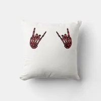 Skeleton Hand Heart Roll & Red Classic  Throw Pillow