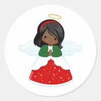 Cute Christmas Angel Classic Round Sticker