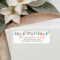 Colorful Christmas Lights Return Address Label
