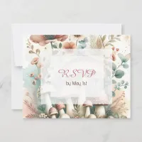 Vintage Watercolor Cottage Core Wedding RSVP  Invitation