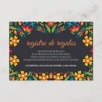 Black Floral Colorful Botanical Spanish Wedding Enclosure Card