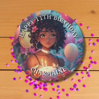 Anime Themed Birthday Girl of Color Paper Plates