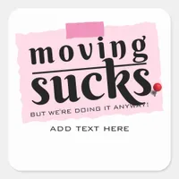 Moving Sucks! Modern Funny Farewell Good Bye Gift Square Sticker