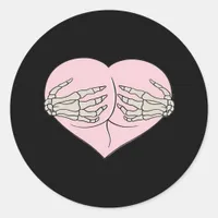 Heart Butt Hug Skeleton Hands Classic Look Classic Round Sticker