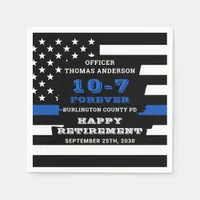 Police Retirement Party Personalize Thin Blue Line Napkins