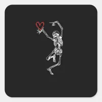 Skeleton Hand Heart Valentines Day Square Sticker