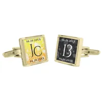 Elegant 13th Citrine Wedding Anniversary Cufflinks