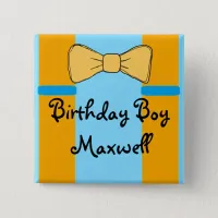 Personalized Birthday Boy Suspenders and Bow tie Button