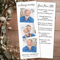 Memorial Modern 3 Photo Sympathy Funeral Prayer Bookmarks