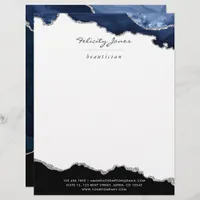 Navy and Silver Agate Precious Stone Letterhead