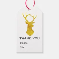 Buffalo Plaid Gold Foil Christmas Deer Gift Tags