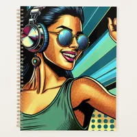 Pop Art Woman in Headphones Dancing Planner