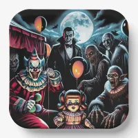 Zombie, Clown, Vamp and Haunted Doll Halloween Paper Plates