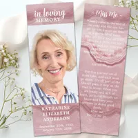 Celebration Of Life Memorial Rose Marble Funeral Bookmarks