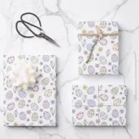 Easter Eggs and Flowers Pastel Colors Wrapping Paper Sheets
