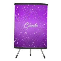 Modern Purple Brushed Metal with Silver Monogram | Tripod Lamp