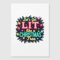Let's Get Lit -  Funny Christmas Pun Graphic Holid