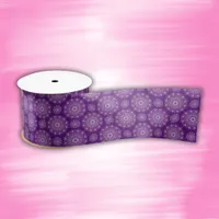 Pretty pink mandala on purple | satin ribbon