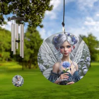 Beautiful September Fairy in Asters Wind Chime