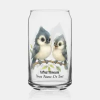 Bold Curious Tufted Titmouse Can Glass