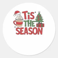 Tis The Season Holiday Cheer Christmas  Classic Round Sticker