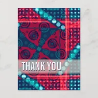 Art Abstract (Red Blue) Thank You Postcard