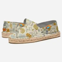 Modern Floral Pattern in Neutral Blue and Tan Espadrilles