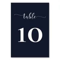 Navy Simple Calligraphy Modern Wedding  Table Number