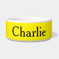 Custom Personalized Name Photo Bright Yellow Pet Bowl