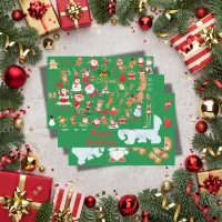 Merry and Bright Christmas on a green background | Wrapping Paper Sheets