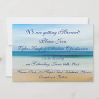 Pretty Beach Ocean Waves Scene Wedding Invitation