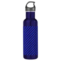 Thin Black and Blue Diagonal Stripes Water Bottle