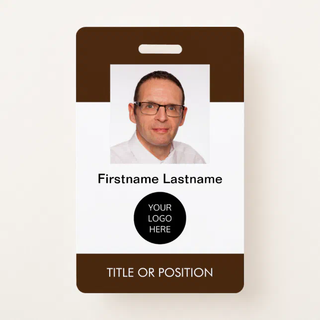 Dark Brown ID Photo Name Badge