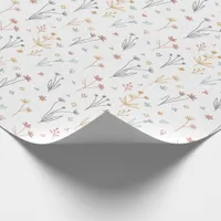 Minimalist Meadowcore Neutral Wildflowers Pattern Wrapping Paper