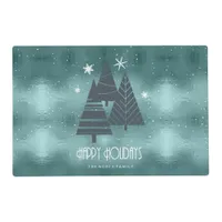 Christmas Trees and Snowflakes Teal ID863 Placemat