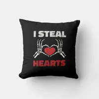 Steal Hearts Valentines Day Funny Skeleton Hand Throw Pillow