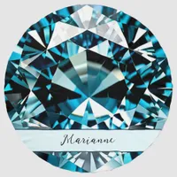 Pretty Aquamarine Gemstone Chic Personalized Round Beach Towel