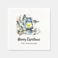 Watercolor Christmas Lantern Party Napkins