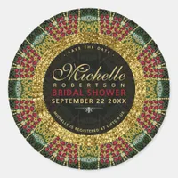 Cherry Red Jewel Gold Mandala Stickers Labels