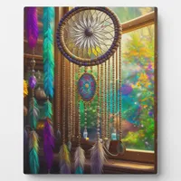 Pretty Dreamcatcher in Window Purple Boho Plaque
