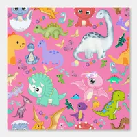 Cute Dinosaur Pattern on Pink | Wallpaper