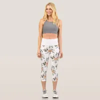 Floral Pattern High Waisted Capri