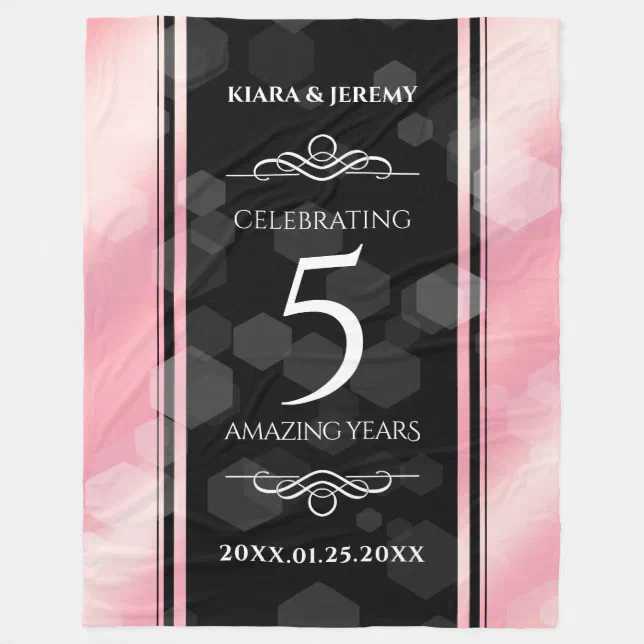 Elegant 5th Rose Quartz Wedding Anniversary Fleece Blanket