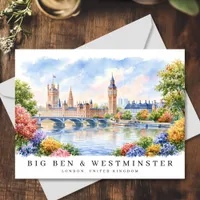 London Big Ben & Westminster Watercolor Travel Postcard