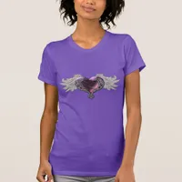 Goth Pink Heart with Angel Wings T-Shirt