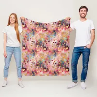 Valentine's Day Abstract Gold Color Hearts Fleece Blanket