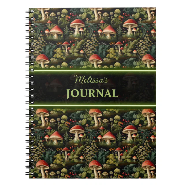 Vintage Cottagecore Mushroom Spiral Journal