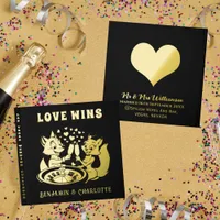 Cartoon Fox Couple | Married In Las Vegas Gold Foil Guest Book