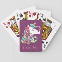 Magical Unicorn Gold Glitter Personalized Girl's  Poker Cards