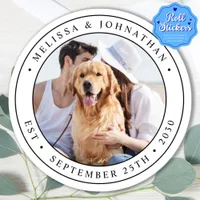 Custom Photo Wedding Personalized Name Date  Classic Round Sticker